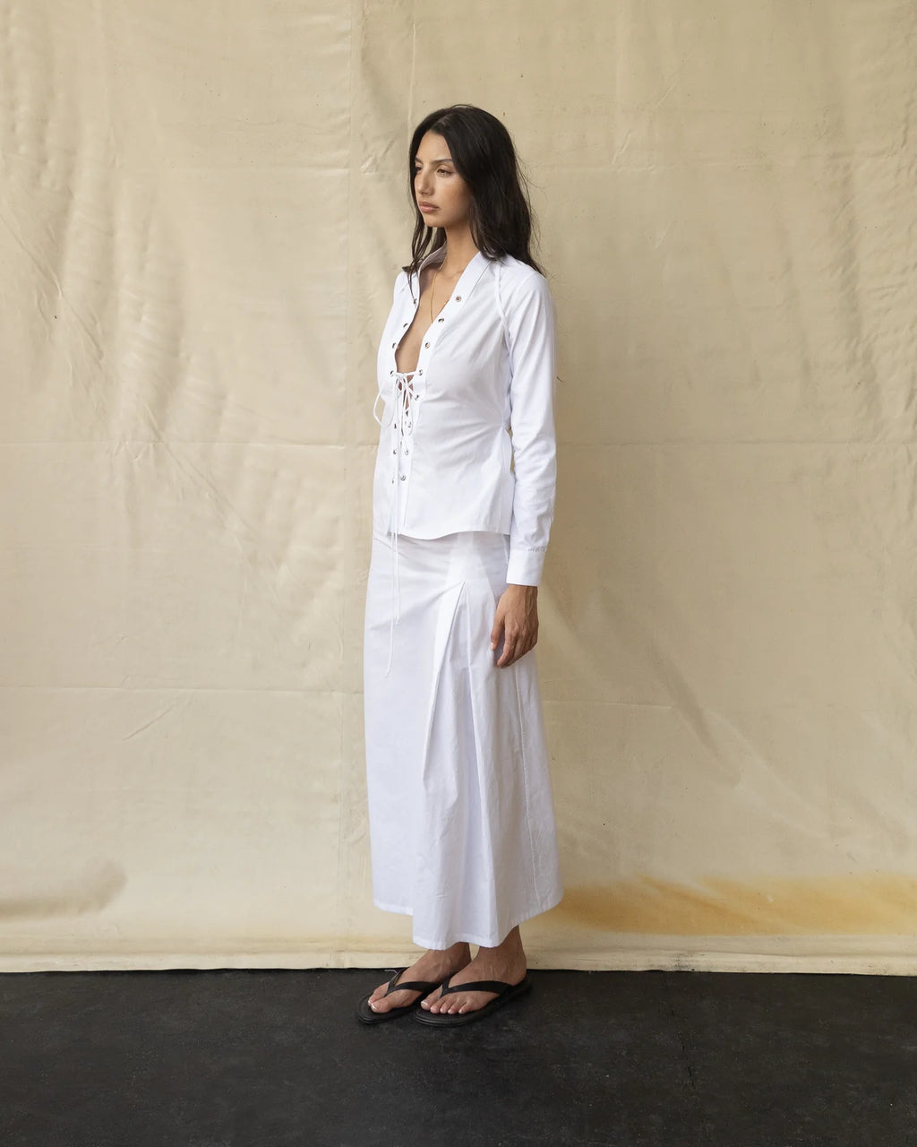 Falda Midi Algodón Blanca