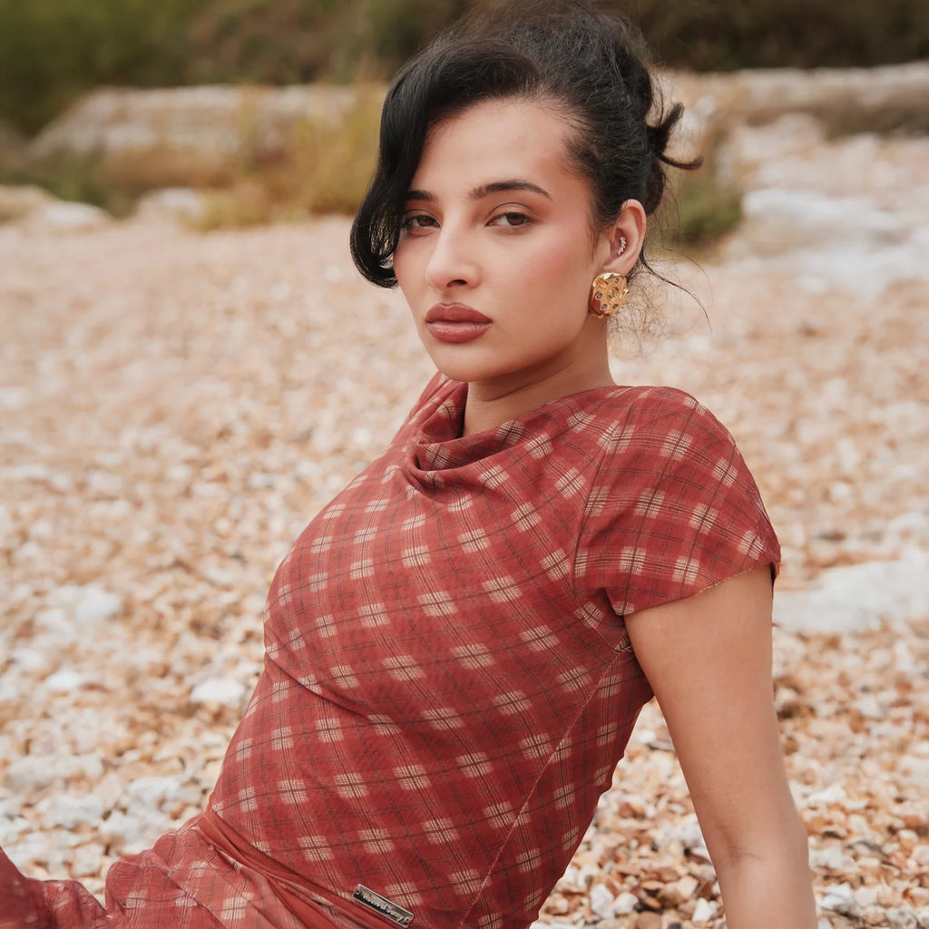 Retro Check Mesh Top